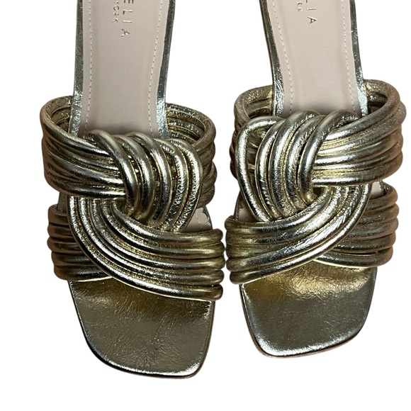 Cecelia New York Liv Metallic Knot Detail Block Heel Slide Sandals — Size 8 - Picture 11 of 13